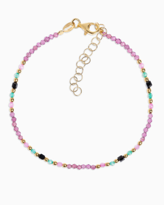 Bracciale donna rodonite garnet sfaccettata Dorato – Alary Athena Collection