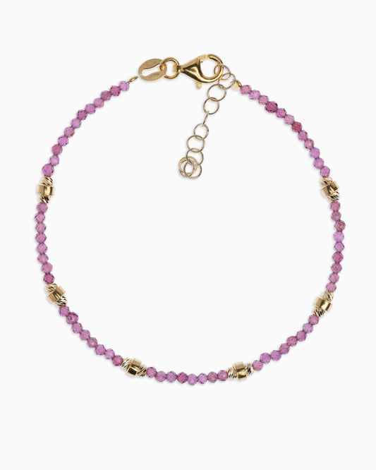 Bracciale donna rodonite garnet sfaccettati Dorato – Alary Era Collection