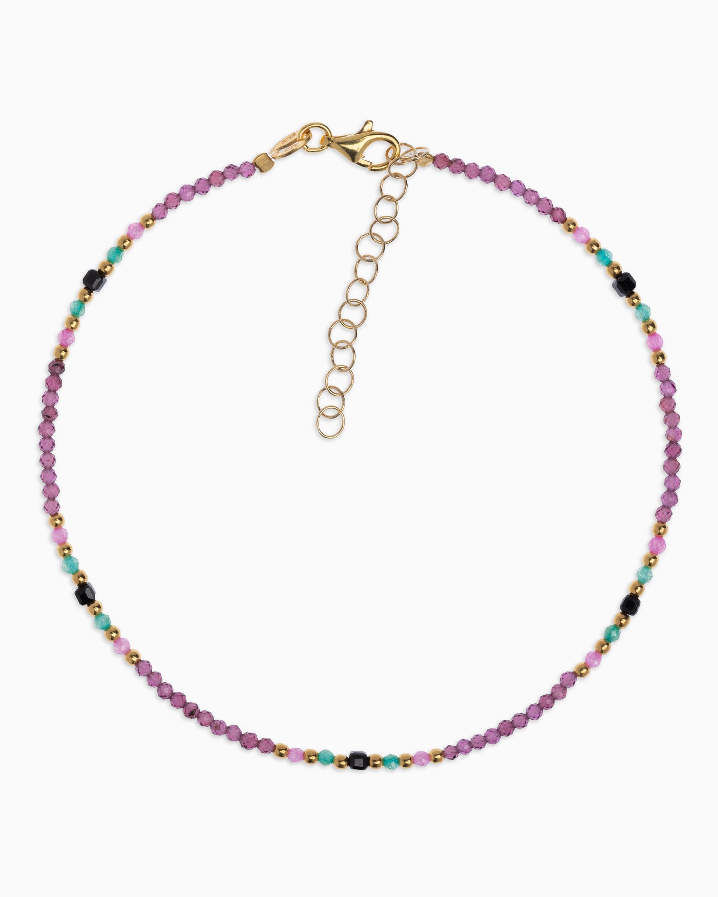 Women's anklet faceted rhodonite garnet Gold – Alary Athena Collection