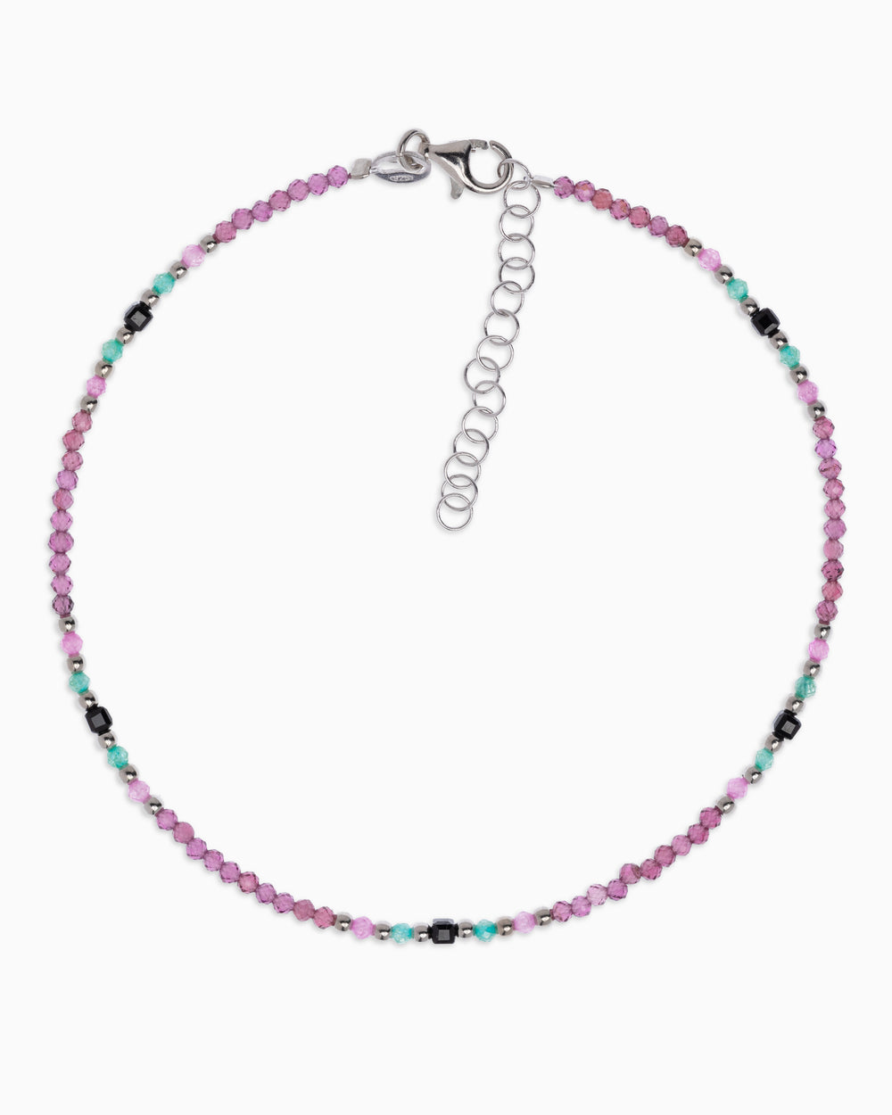 Women's anklet faceted rhodonite garnet Silver – Alary Athena Collection
