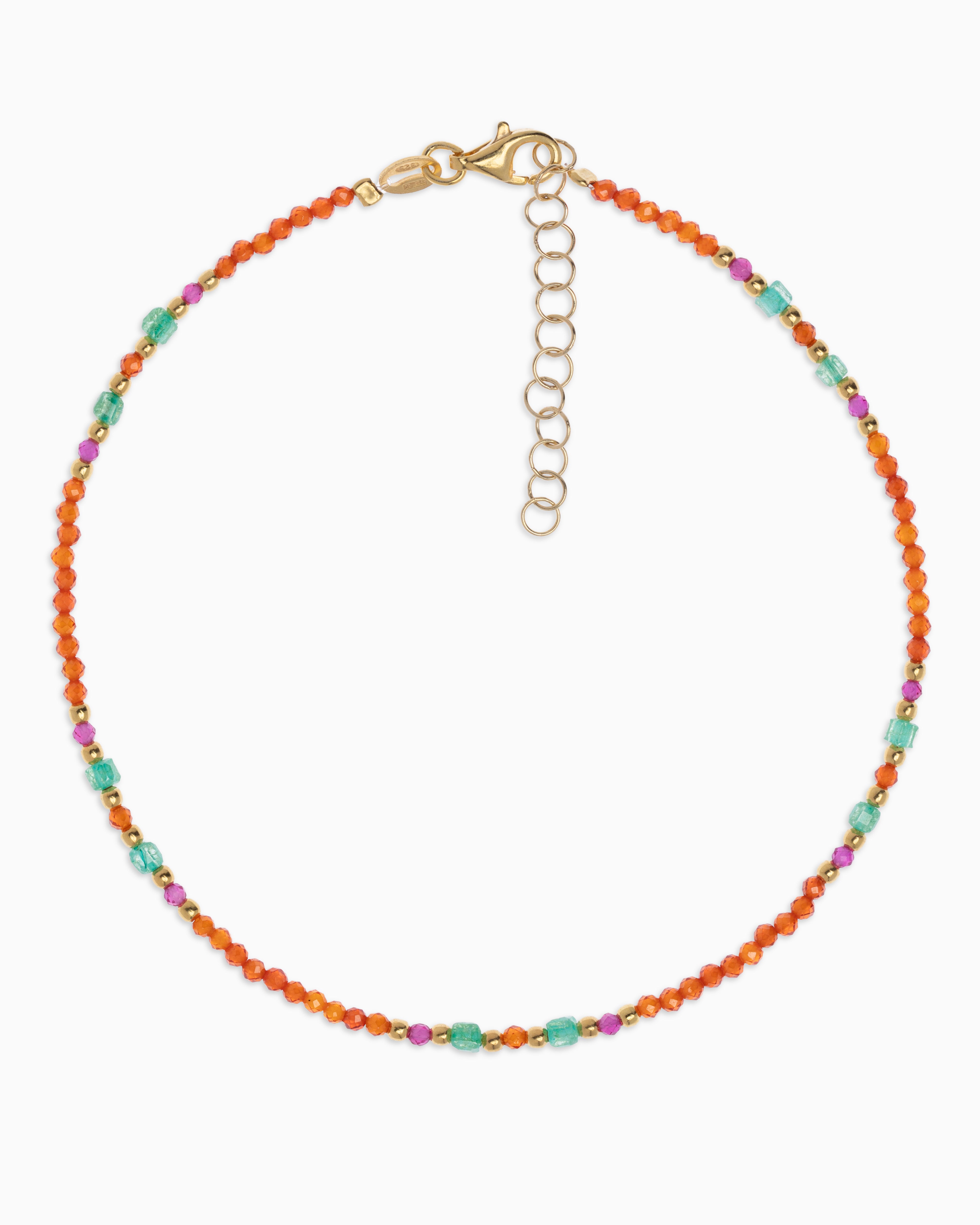 Women's anklet faceted orange zircons Gold – Alary Athena Collection