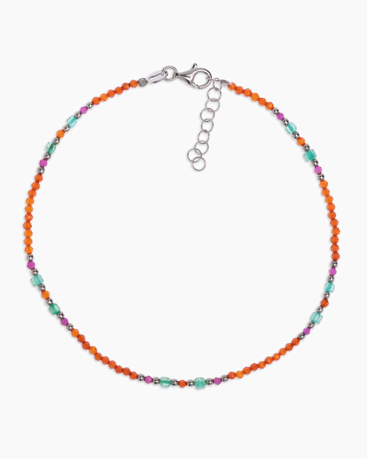 Women's anklet faceted orange zircons Silver – Alary Athena Collection