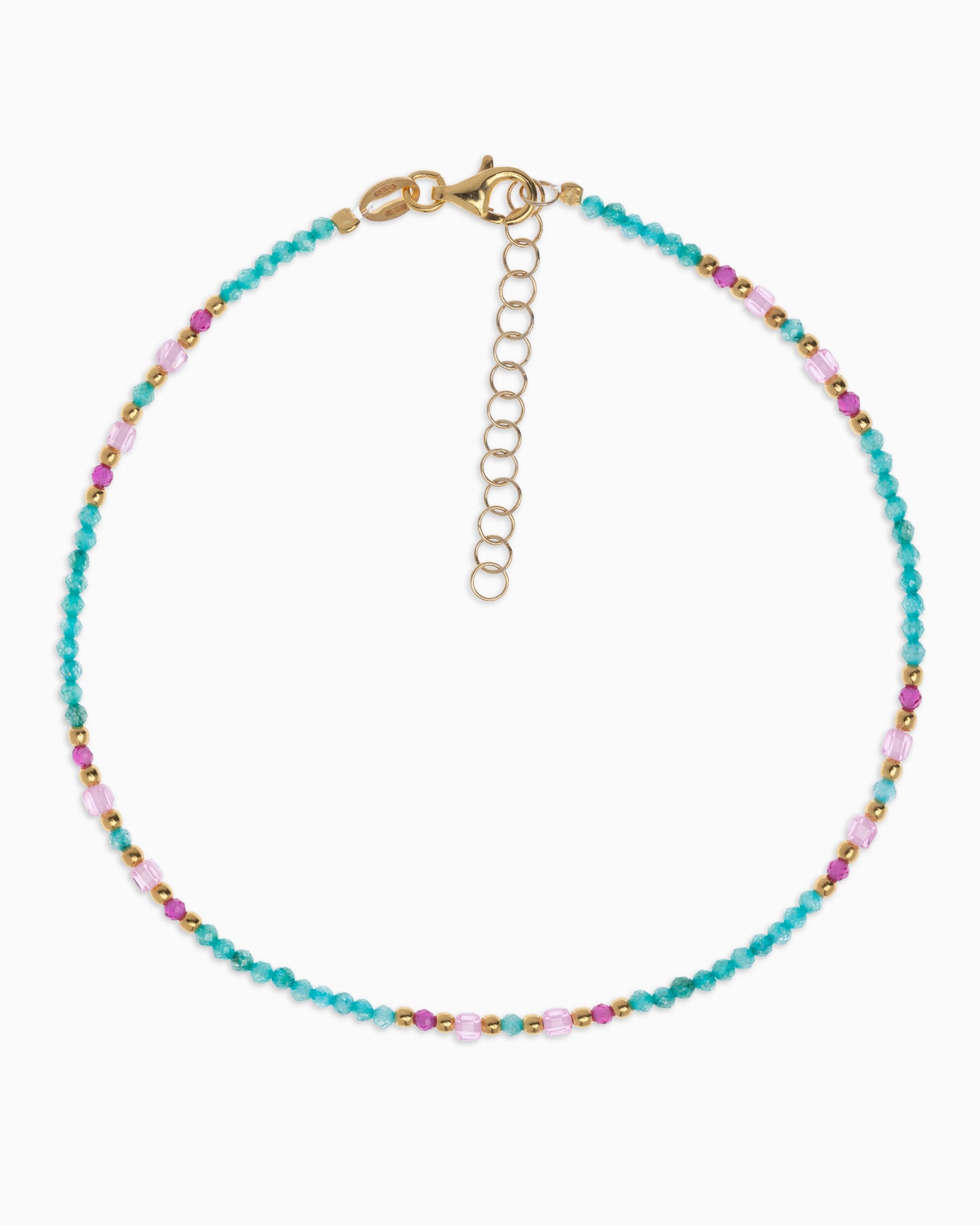Women's anklet faceted tiffany green zircons Gold – Alary Athena Collection