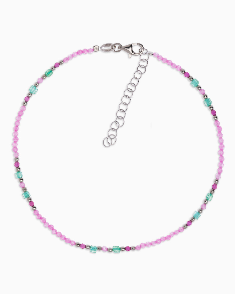 Women's anklet faceted pink zircons Silver – Alary Athena Collection