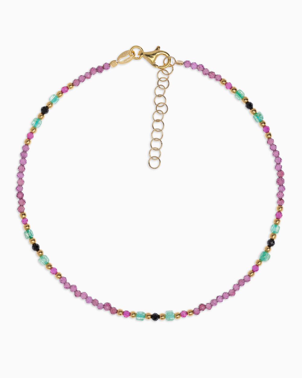 Women's anklet faceted rhodonite garnet Gold – Alary Athena Collection