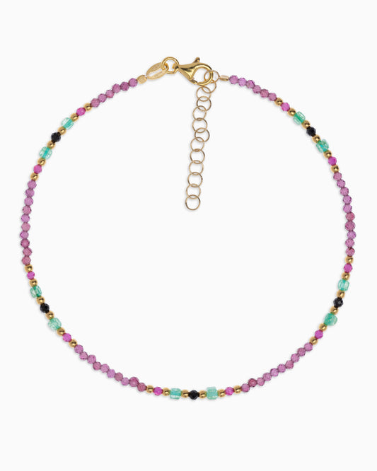 Cavigliera donna rodonite garnet sfaccettati Dorato – Alary Athena Collection