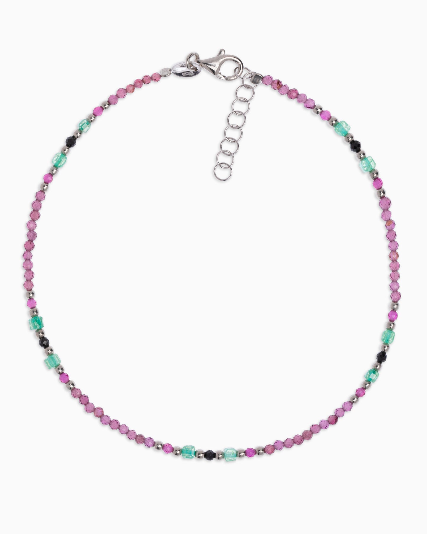 Women's anklet faceted rhodonite garnet Silver – Alary Athena Collection