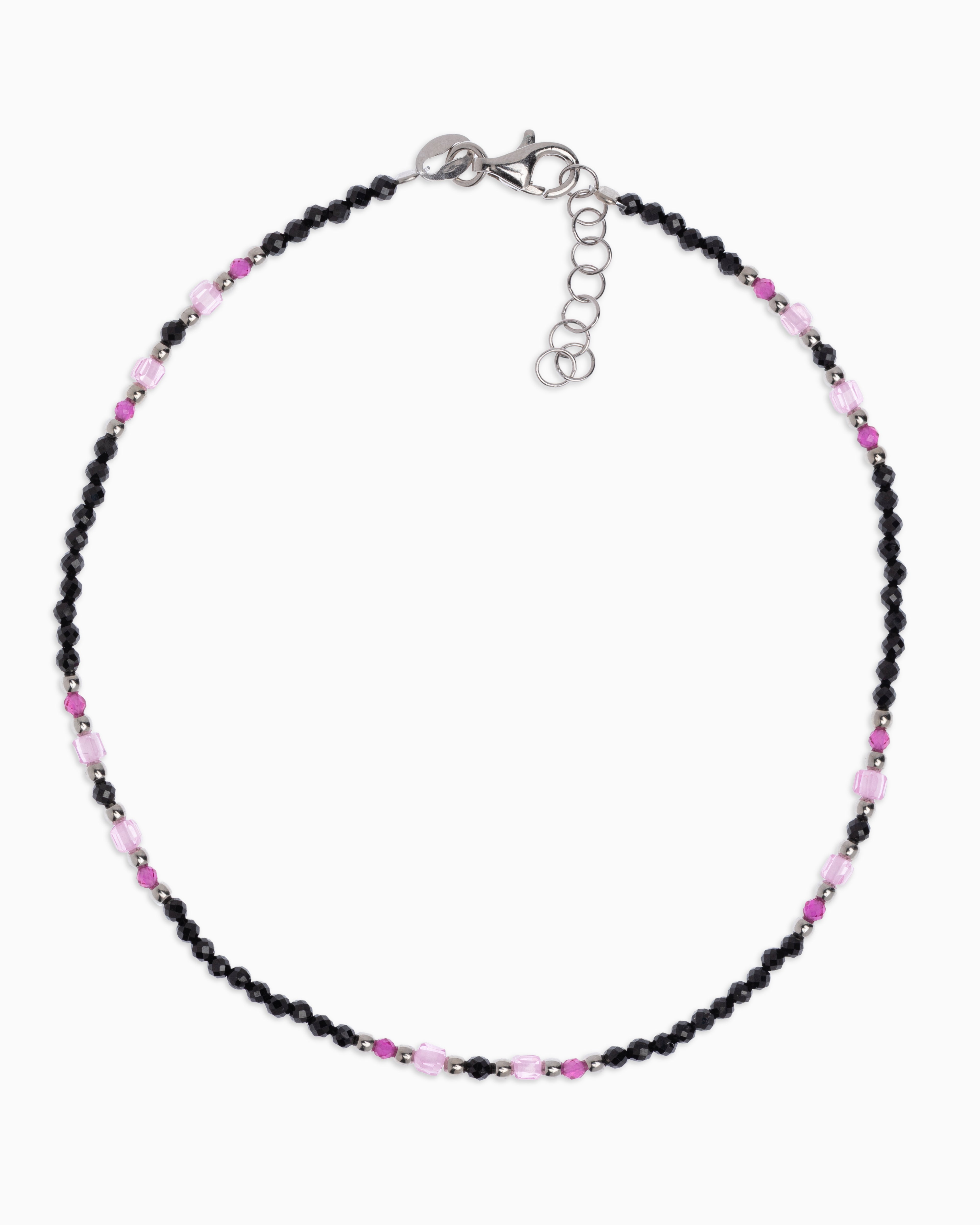 Women's anklet faceted black spinel Silver – Alary Athena Collection