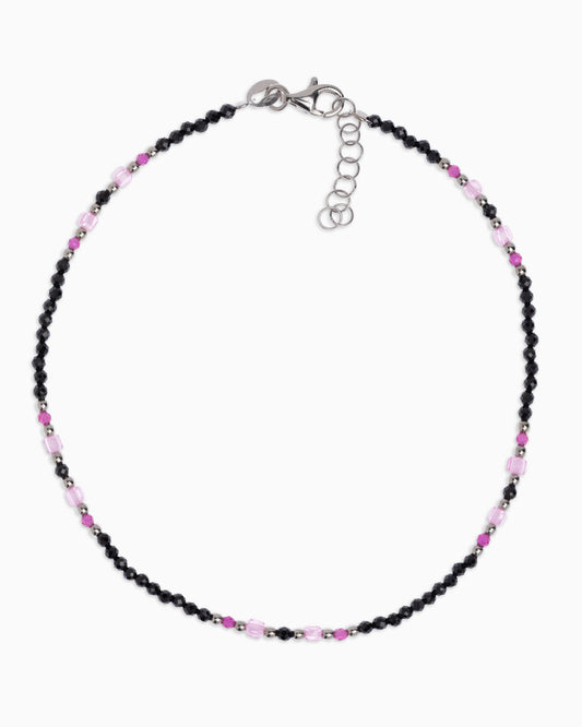 Cavigliera donna spinello nero sfaccettato Argento – Alary Athena Collection