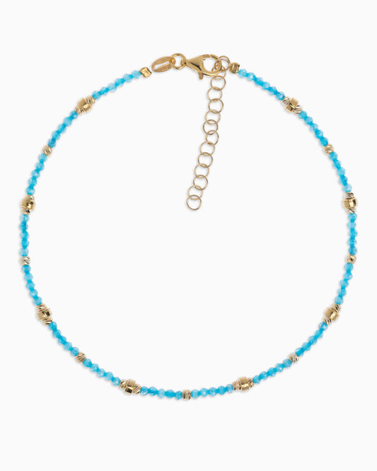 Cavigliera donna zirconi sfaccettati azzurro Dorato – Alary Era Collection