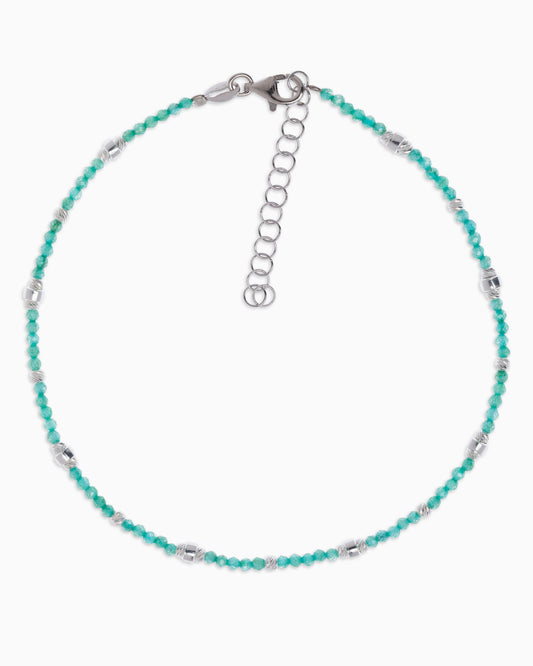 Cavigliera donna zirconi sfaccettati verde tiffany Argento – Alary Era Collection