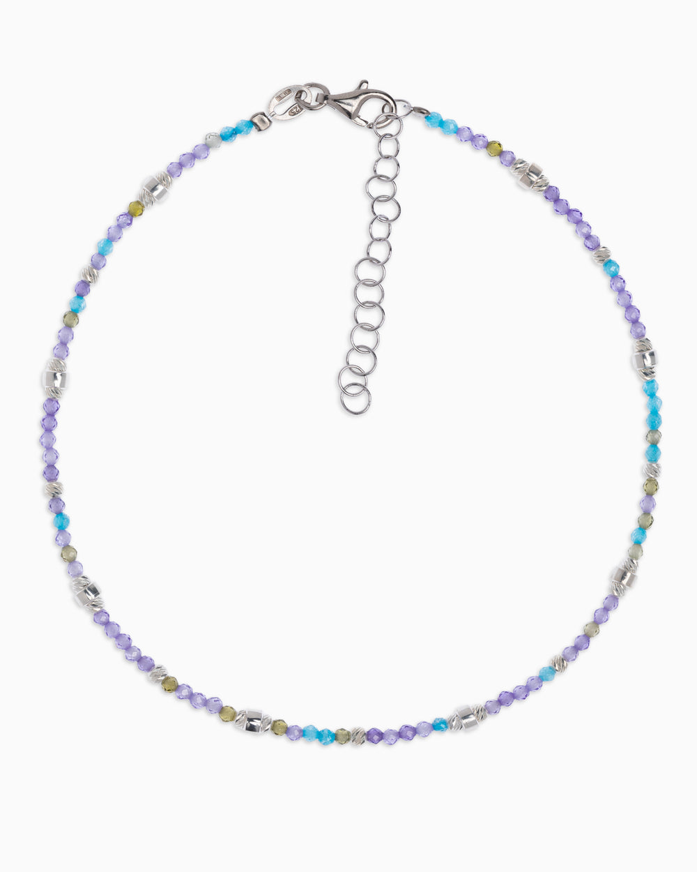 Women's anklet faceted violet zircons Silver – Alary Era Collection