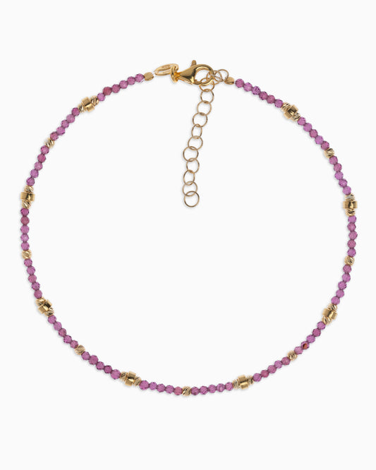 Cavigliera donna rodonite garnet sfaccettati Dorato – Alary Era Collection