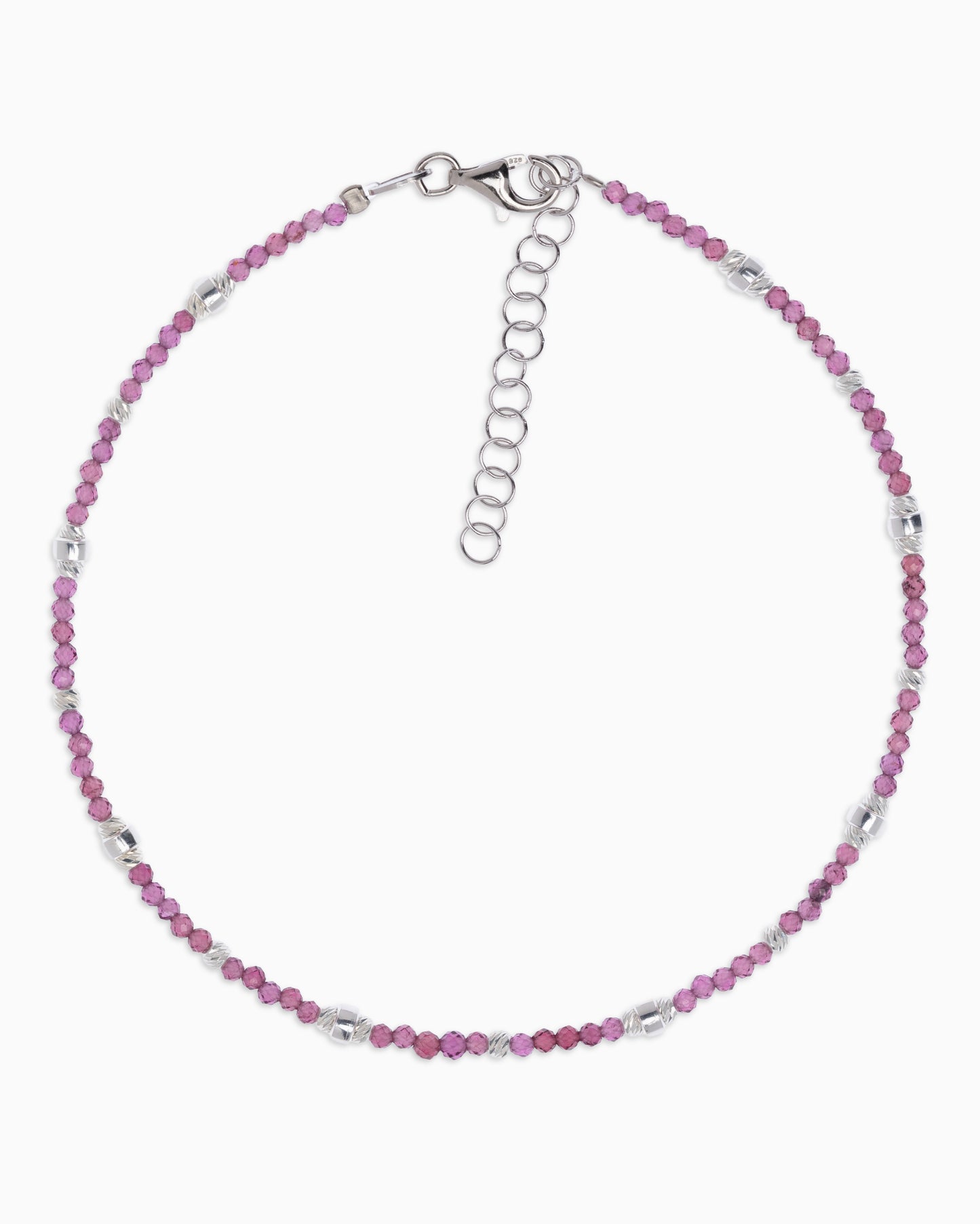 Women's anklet faceted rhodonite garnet Silver – Alary Era Collection