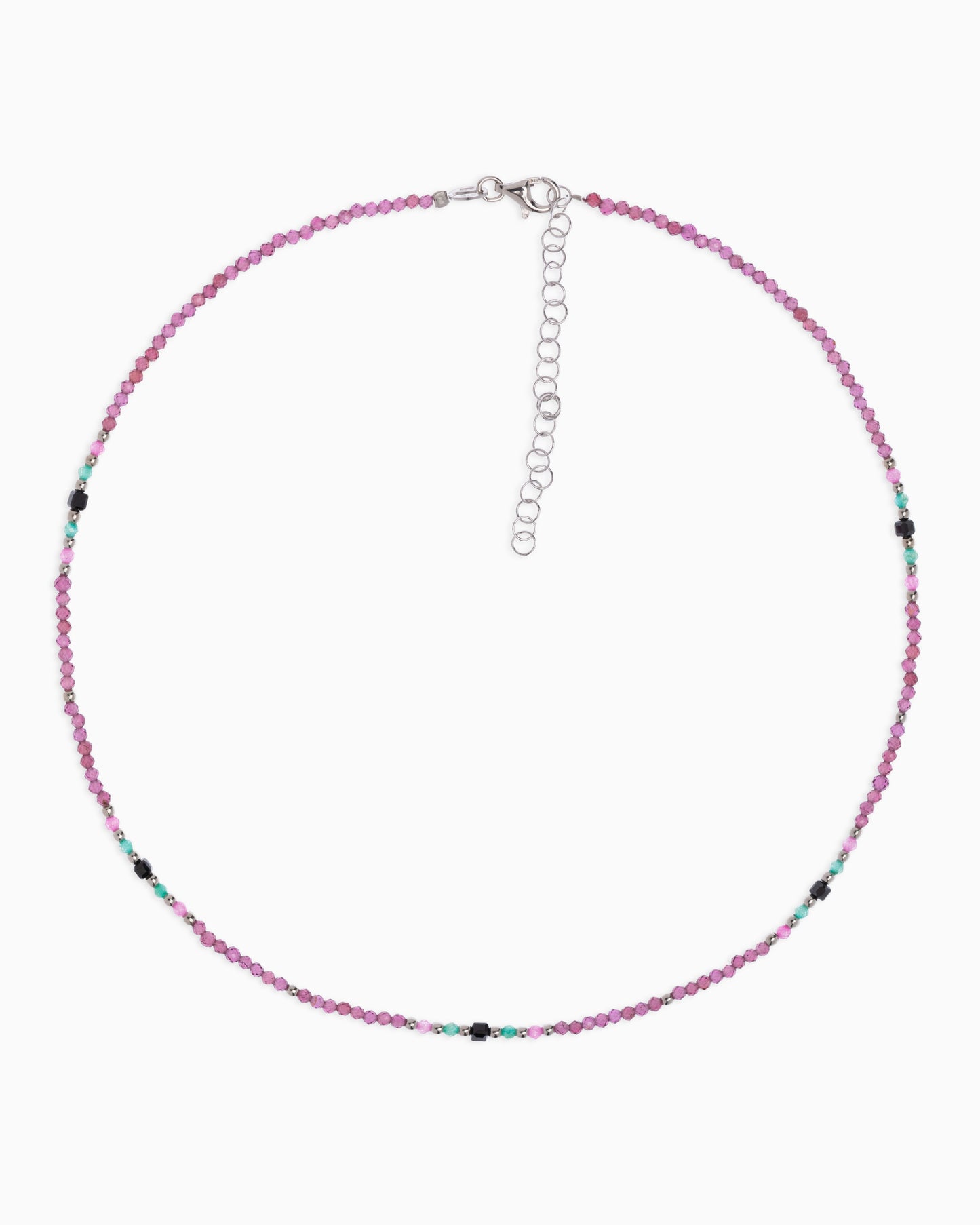 Women's necklace faceted rhodonite garnet Silver – Alary Athena Collection
