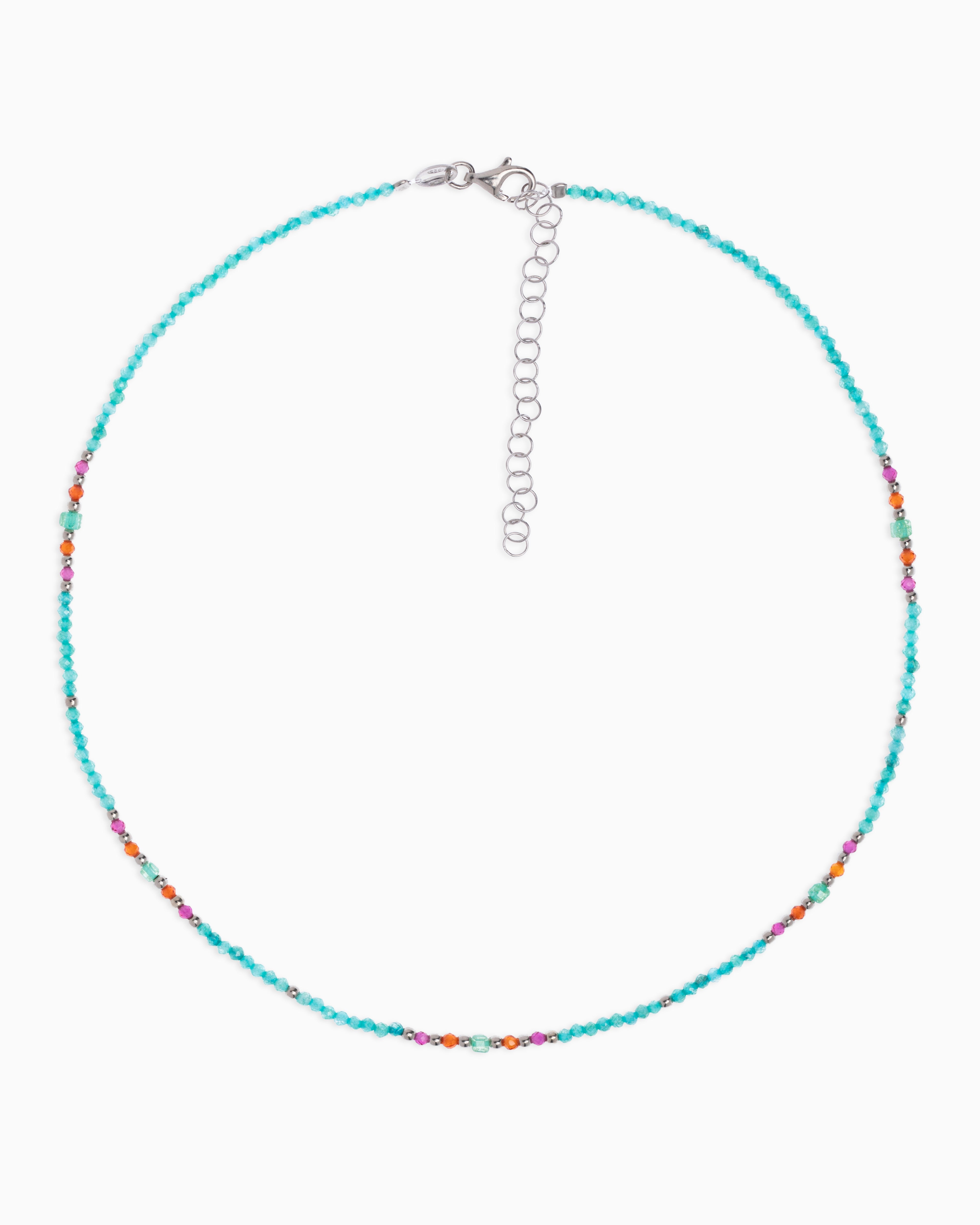 Women's necklace faceted tiffany green zircons Silver – Alary Athena Collection