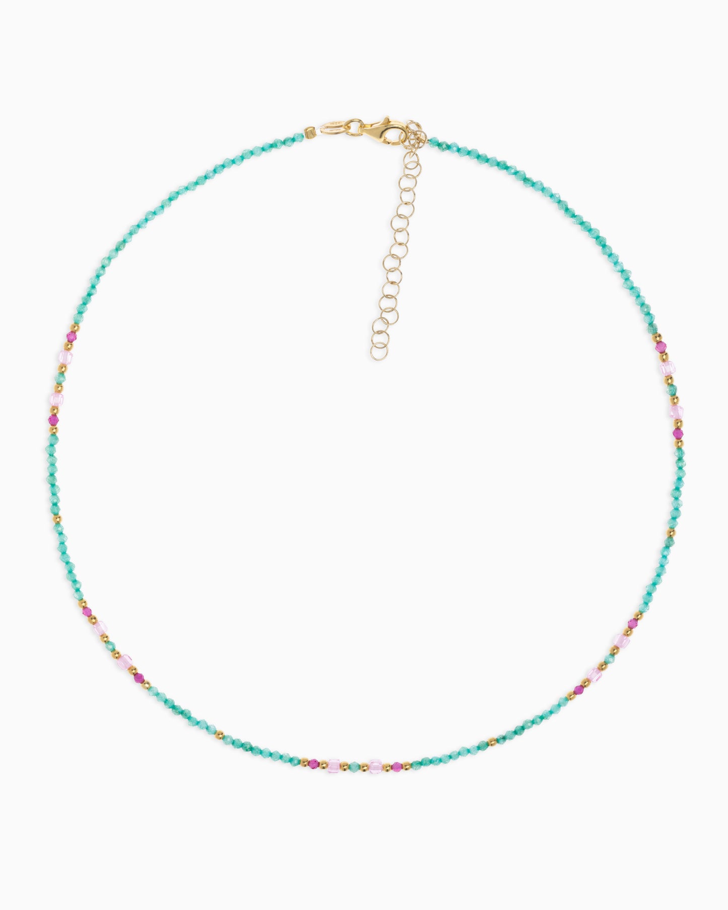 Women's necklace faceted tiffany green zircons Gold – Alary Athena Collection