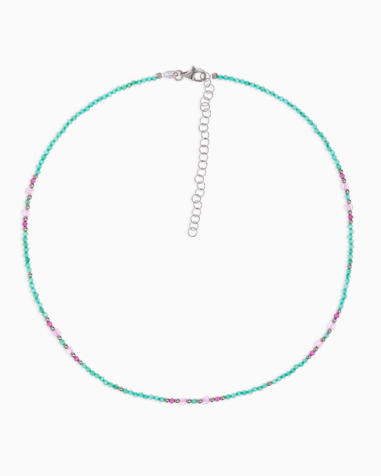 Women's necklace faceted tiffany green zircons Silver – Alary Athena Collection
