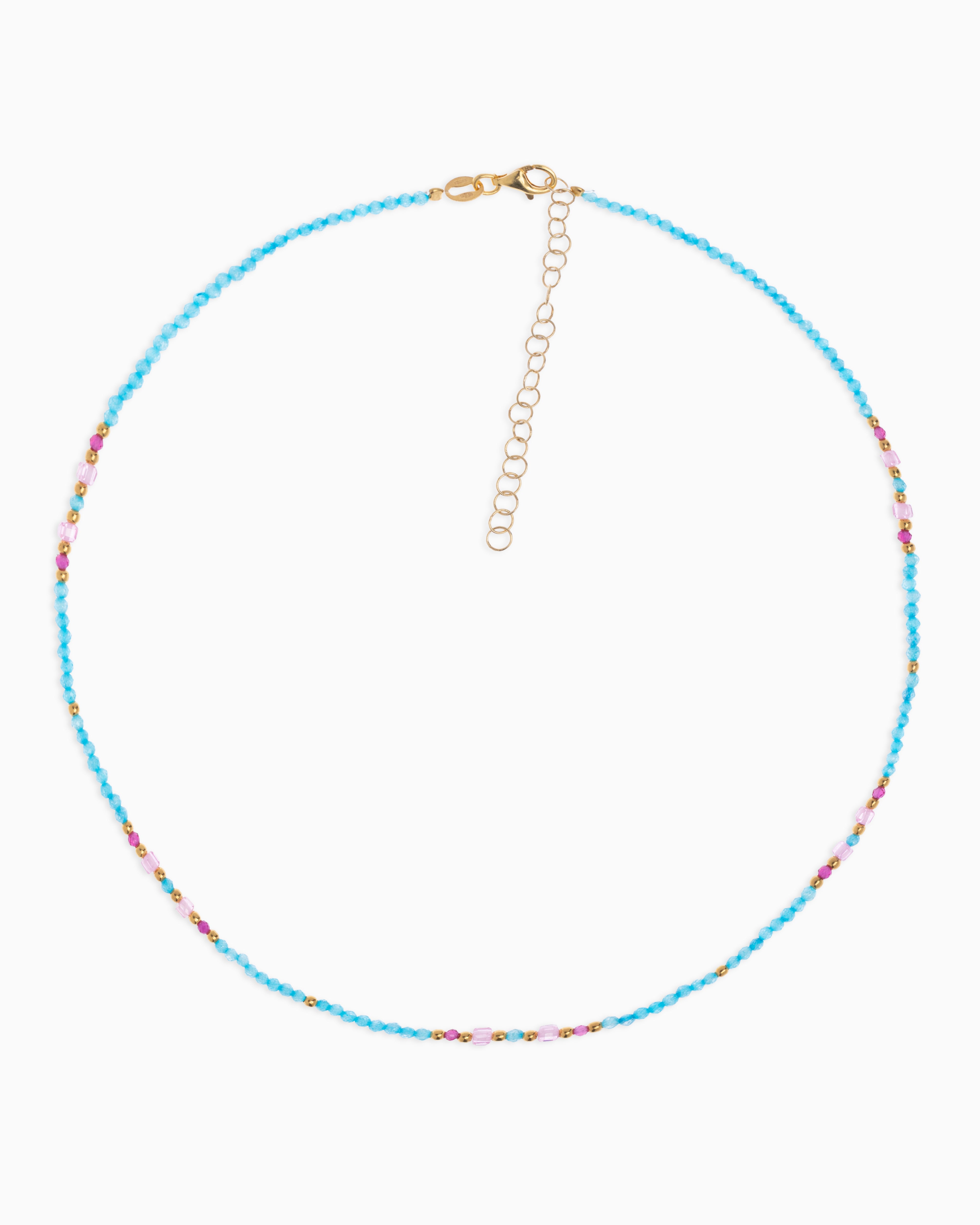 Women's necklace faceted blue zircons Gold – Alary Athena Collection