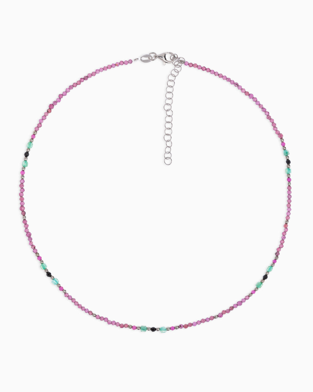 Women's necklace faceted rhodonite garnet Silver – Alary Athena Collection