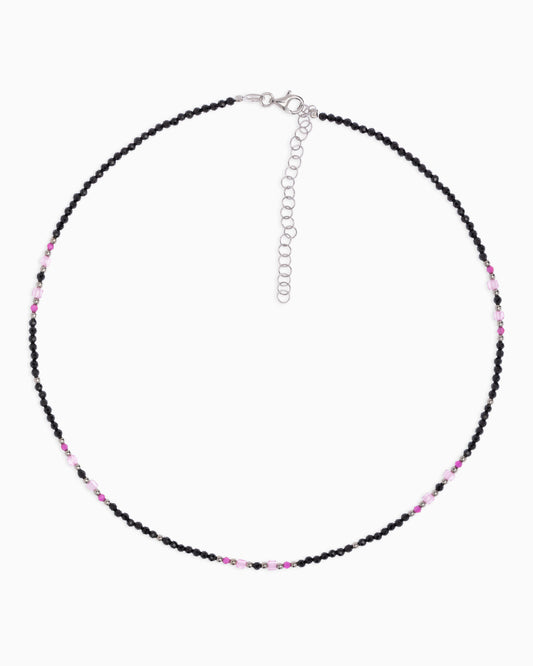 Girocollo donna spinello nero sfaccettato Argento – Alary Athena Collection