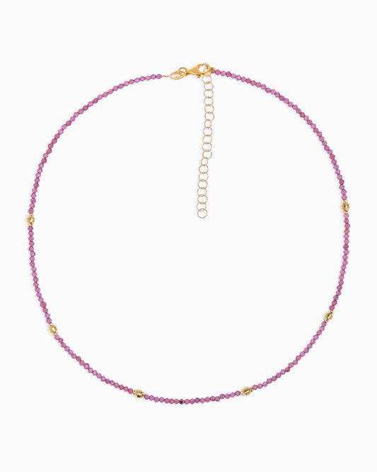 Girocollo donna rodonite garnet sfaccettati Dorato – Alary Era Collection