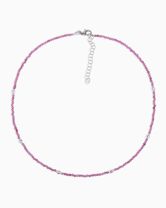 Girocollo donna rodonite garnet sfaccettati Argento – Alary Era Collection
