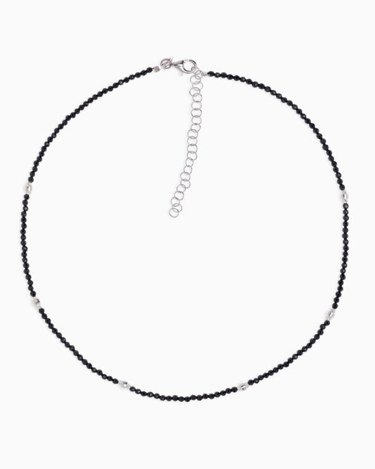 Girocollo donna spinello nero sfaccettato Argento – Alary Era Collection