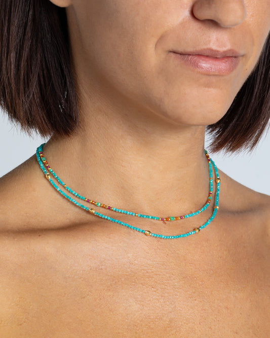 Girocollo donna zirconi sfaccettati verde tiffany Dorato – Alary Era Collection