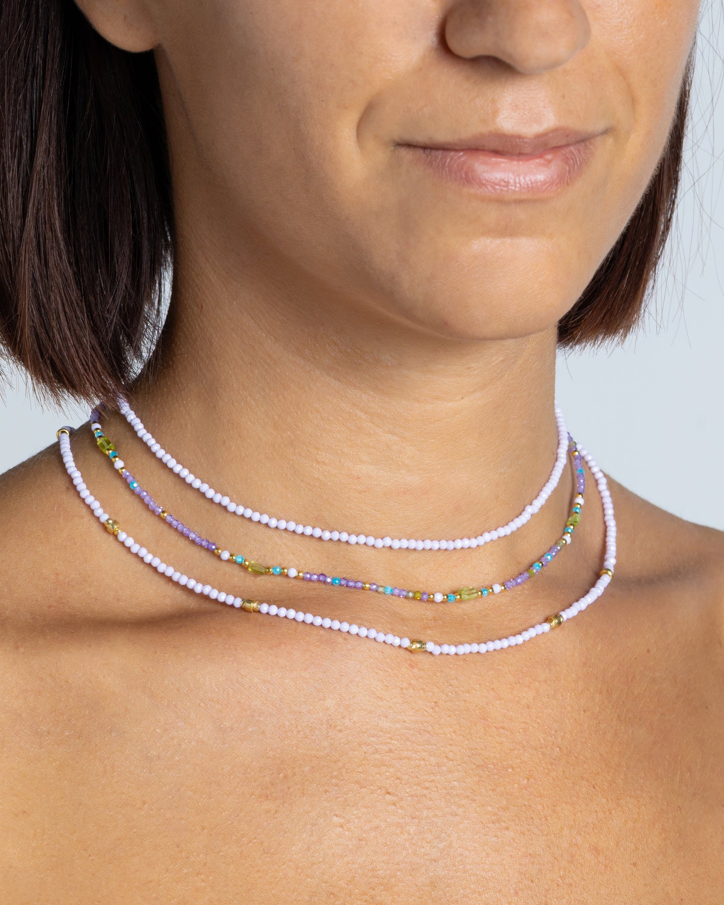 Women's necklace faceted violet zircons Gold – Alary Athena Collection