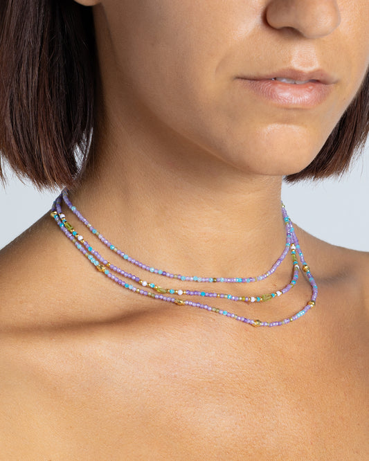 Girocollo donna zirconi sfaccettati viola Dorato – Alary Era Collection