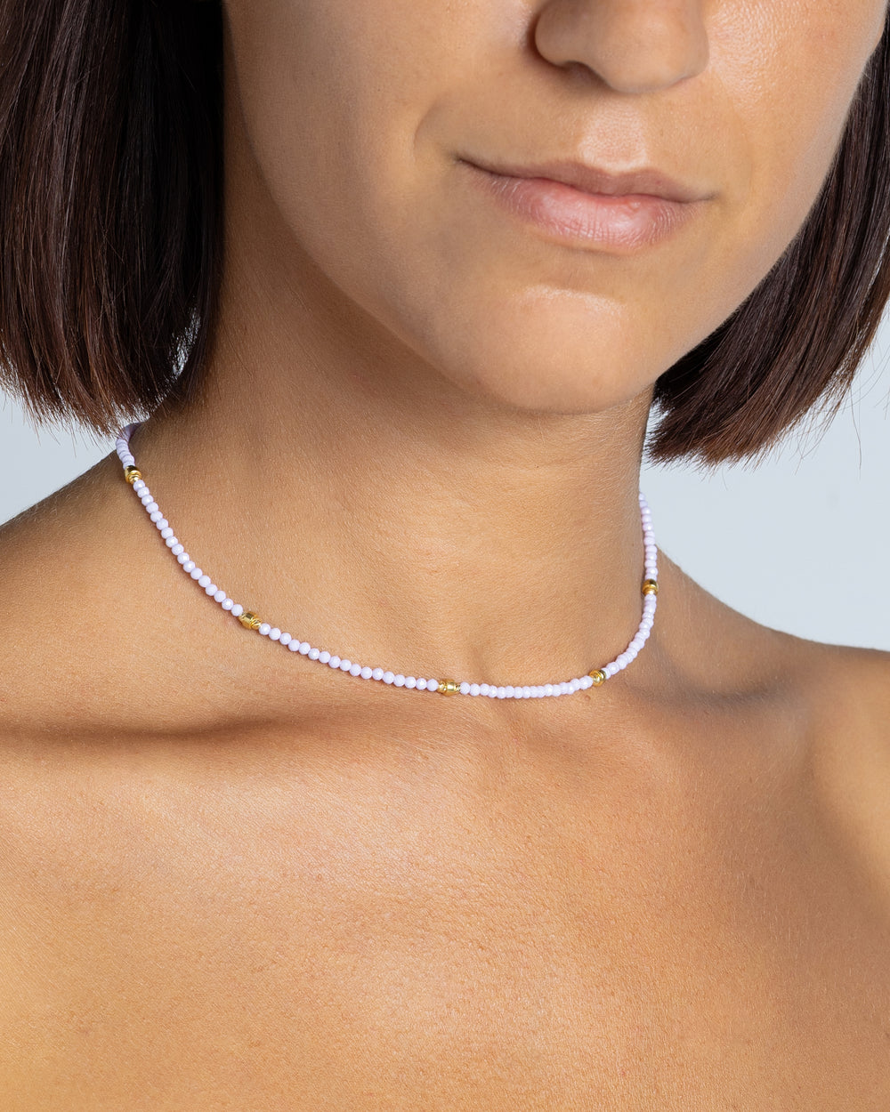 Women's necklace faceted lilac zircons Gold – Alary Era Collection