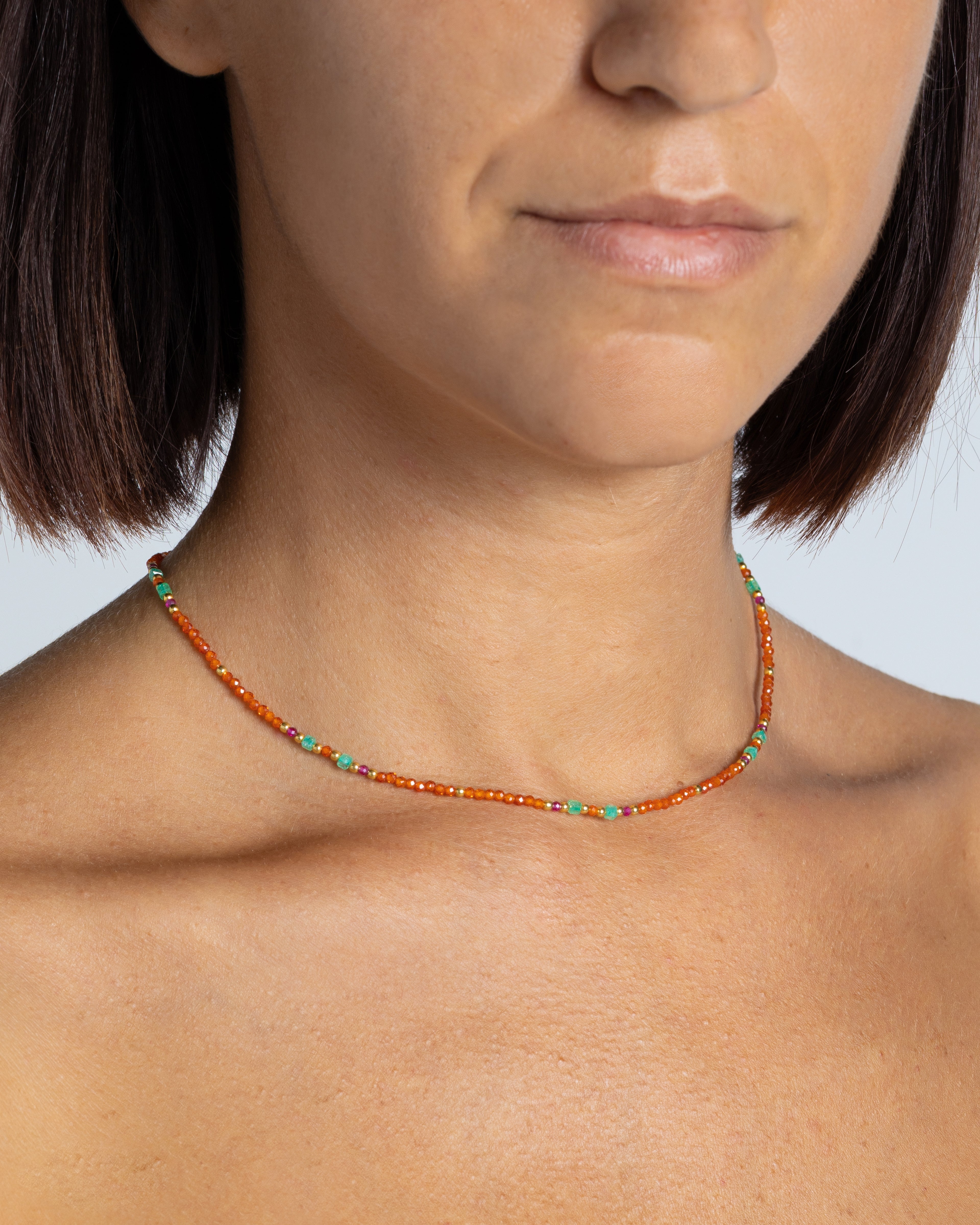 Women's necklace faceted orange zircons Gold – Alary Athena Collection