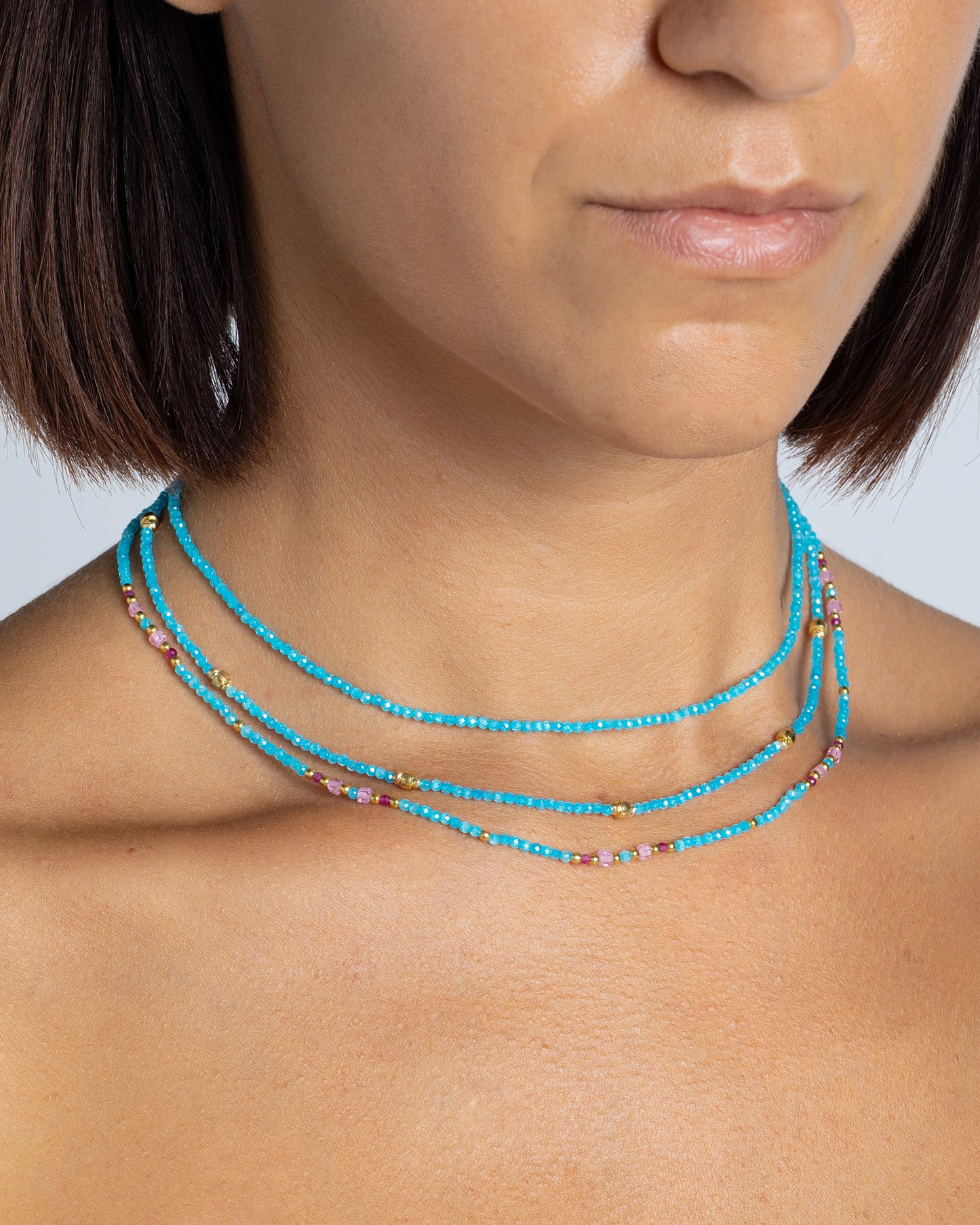 Women's necklace faceted blue zircons Gold – Alary Athena Collection