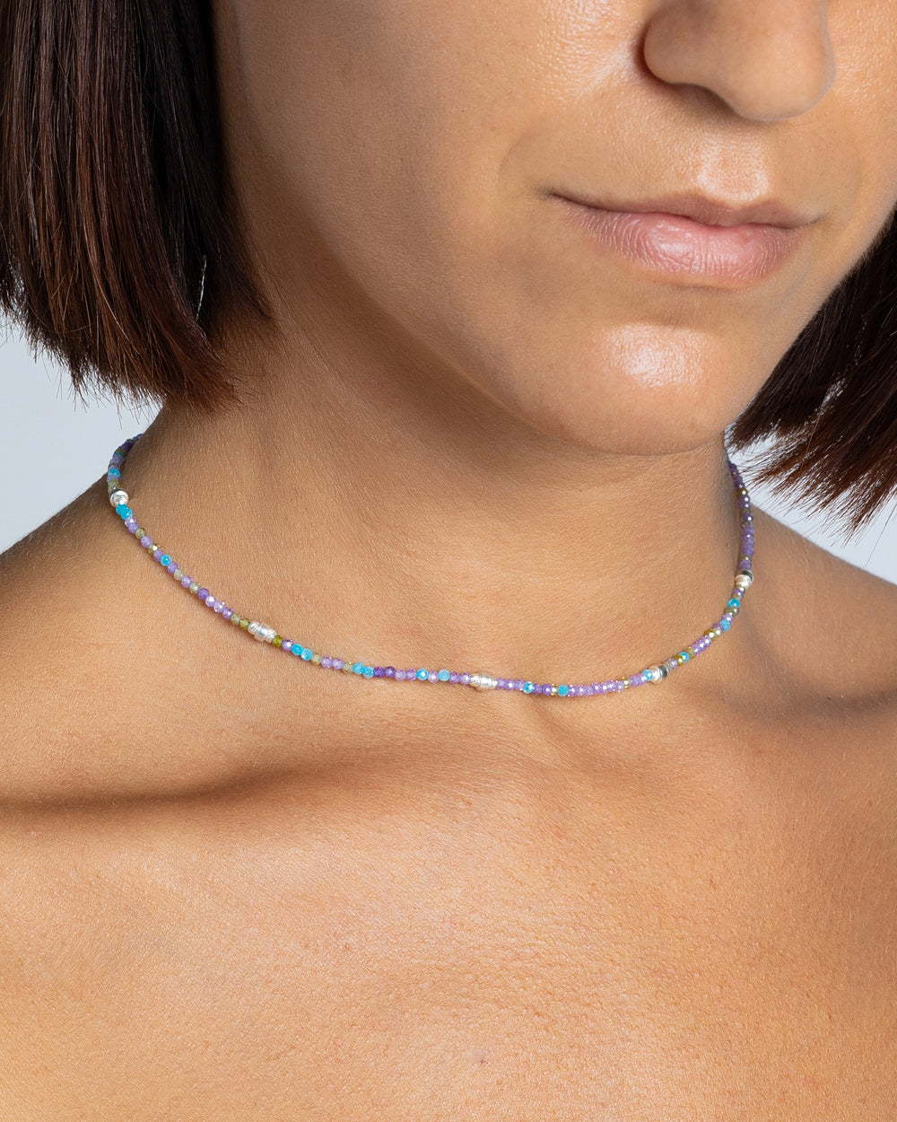 Women's necklace faceted violet zircons Silver – Alary Era Collection