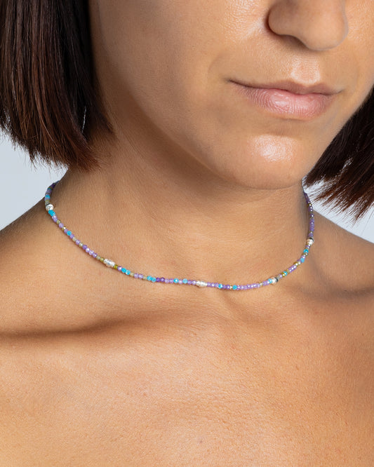 Girocollo donna zirconi sfaccettati viola Argento – Alary Era Collection