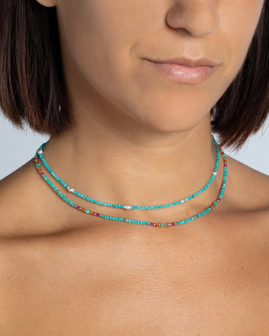 Girocollo donna zirconi sfaccettati verde tiffany Argento – Alary Athena Collection