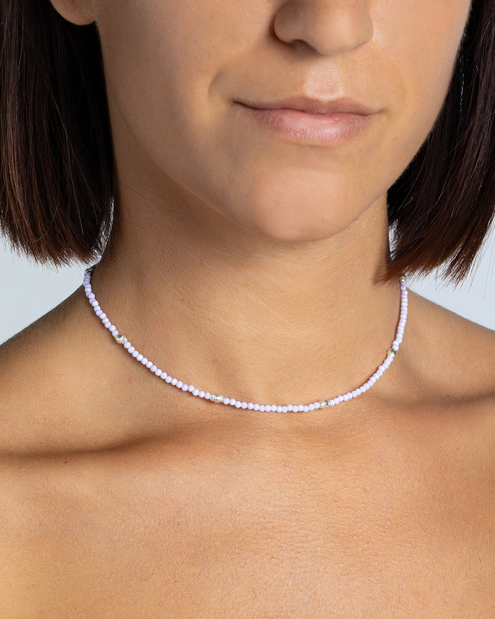 Women's necklace faceted lilac zircons Silver – Alary Era Collection