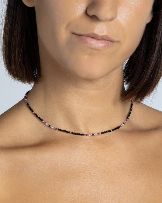 Girocollo donna spinello nero sfaccettato Argento – Alary Athena Collection