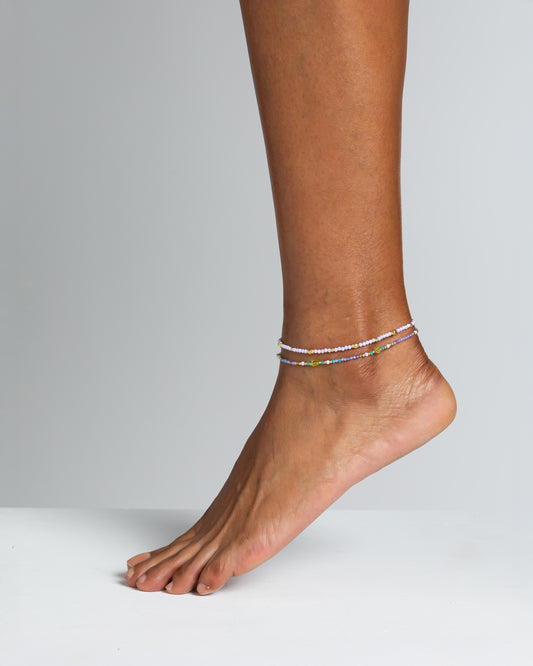 Cavigliera donna zirconi sfaccettati viola Dorato – Alary Athena Collection