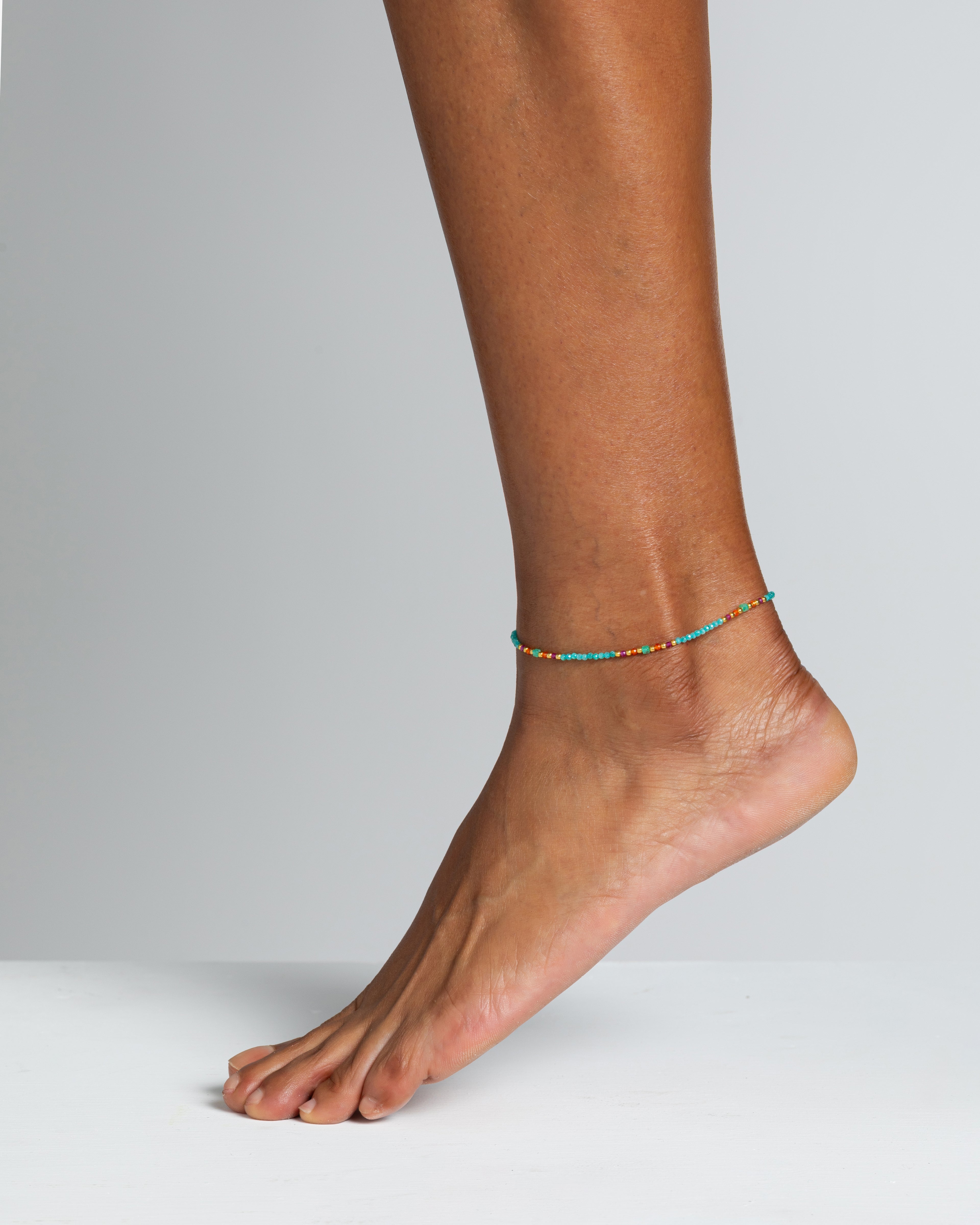 Women's anklet faceted tiffany green zircons Gold – Alary Athena Collection