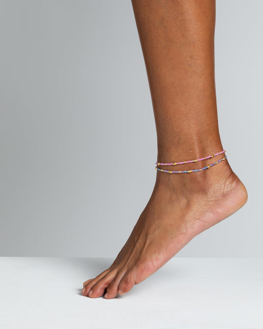 Cavigliera donna zirconi sfaccettati viola Dorato – Alary Era Collection