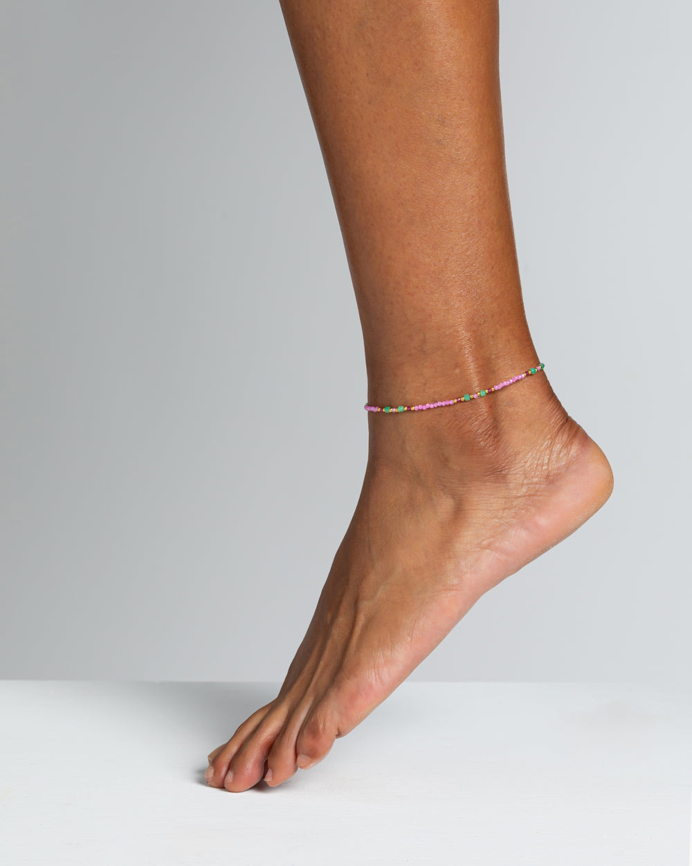 Women's anklet faceted pink zircons Gold – Alary Athena Collection