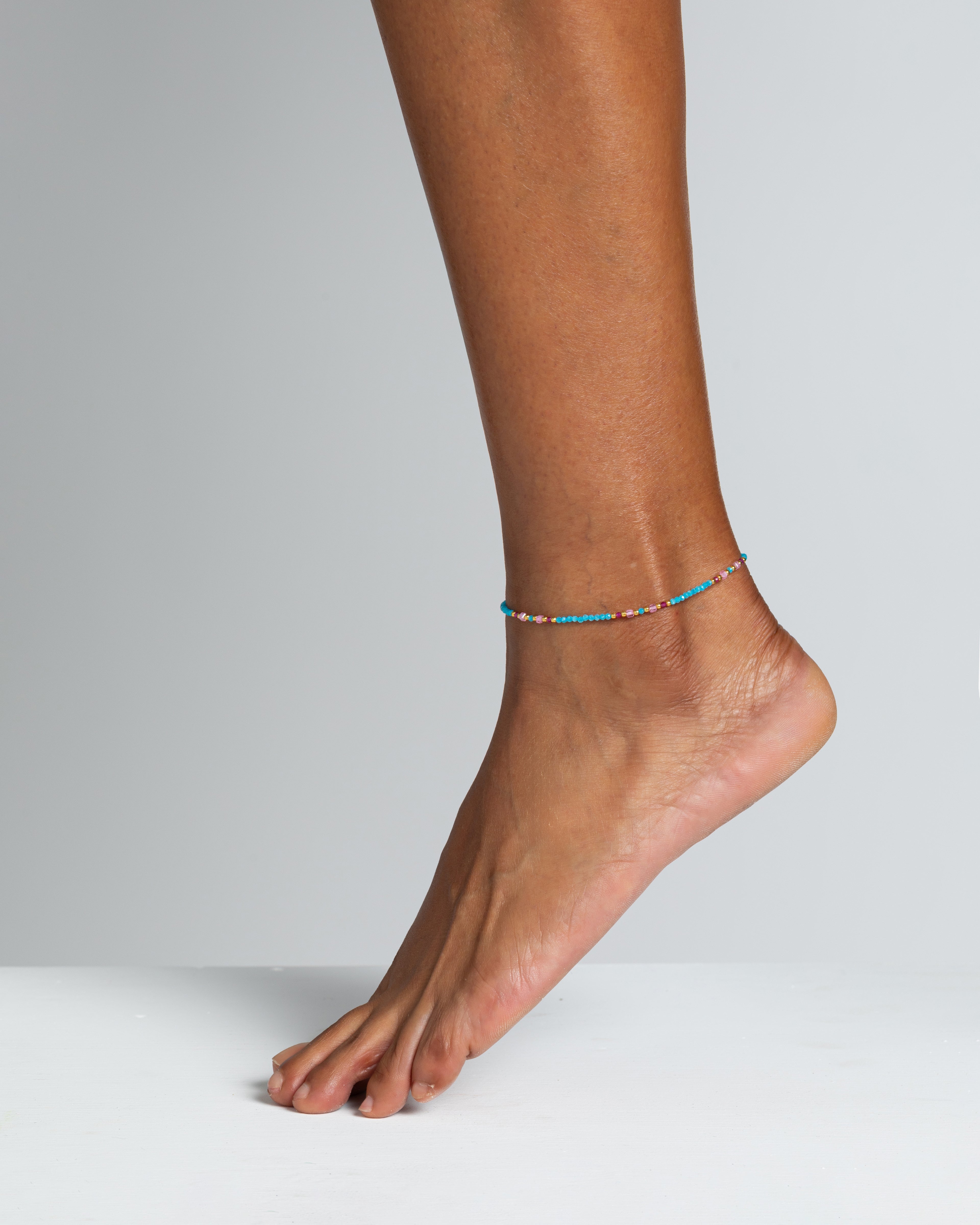 Women's anklet faceted blue zircons Gold – Alary Athena Collection