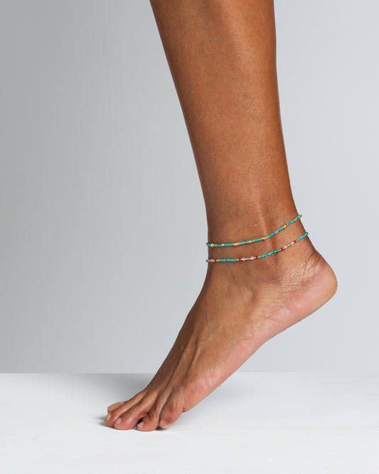 Cavigliera donna zirconi sfaccettati verde tiffany Dorato – Alary Era Collection