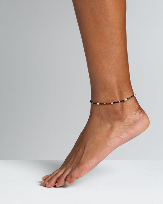 Cavigliera donna spinello nero sfaccettato Argento – Alary Era Collection