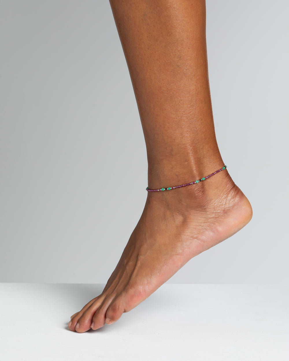 Women's anklet faceted rhodonite garnet Silver – Alary Athena Collection