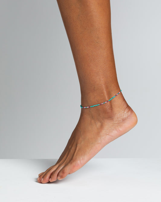 Cavigliera donna zirconi sfaccettati verde tiffany Argento – Alary Athena Collection