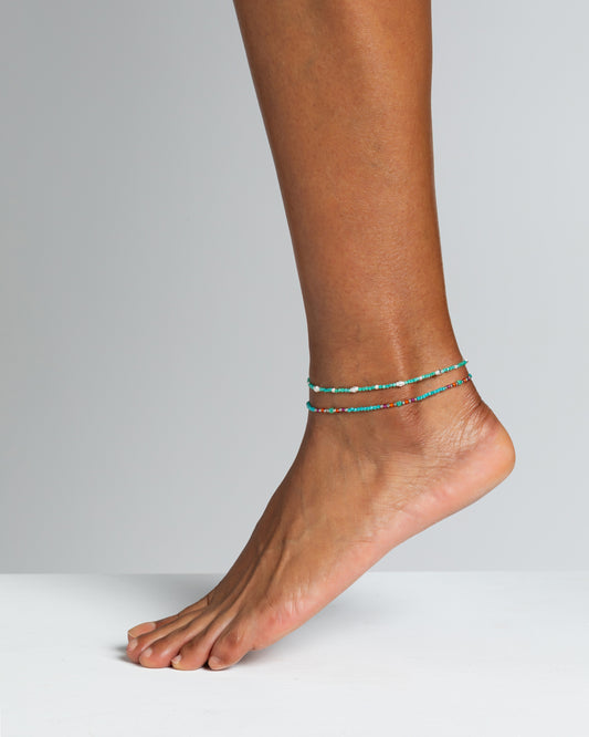 Cavigliera donna zirconi sfaccettati verde tiffany Dorato – Alary Athena Collection