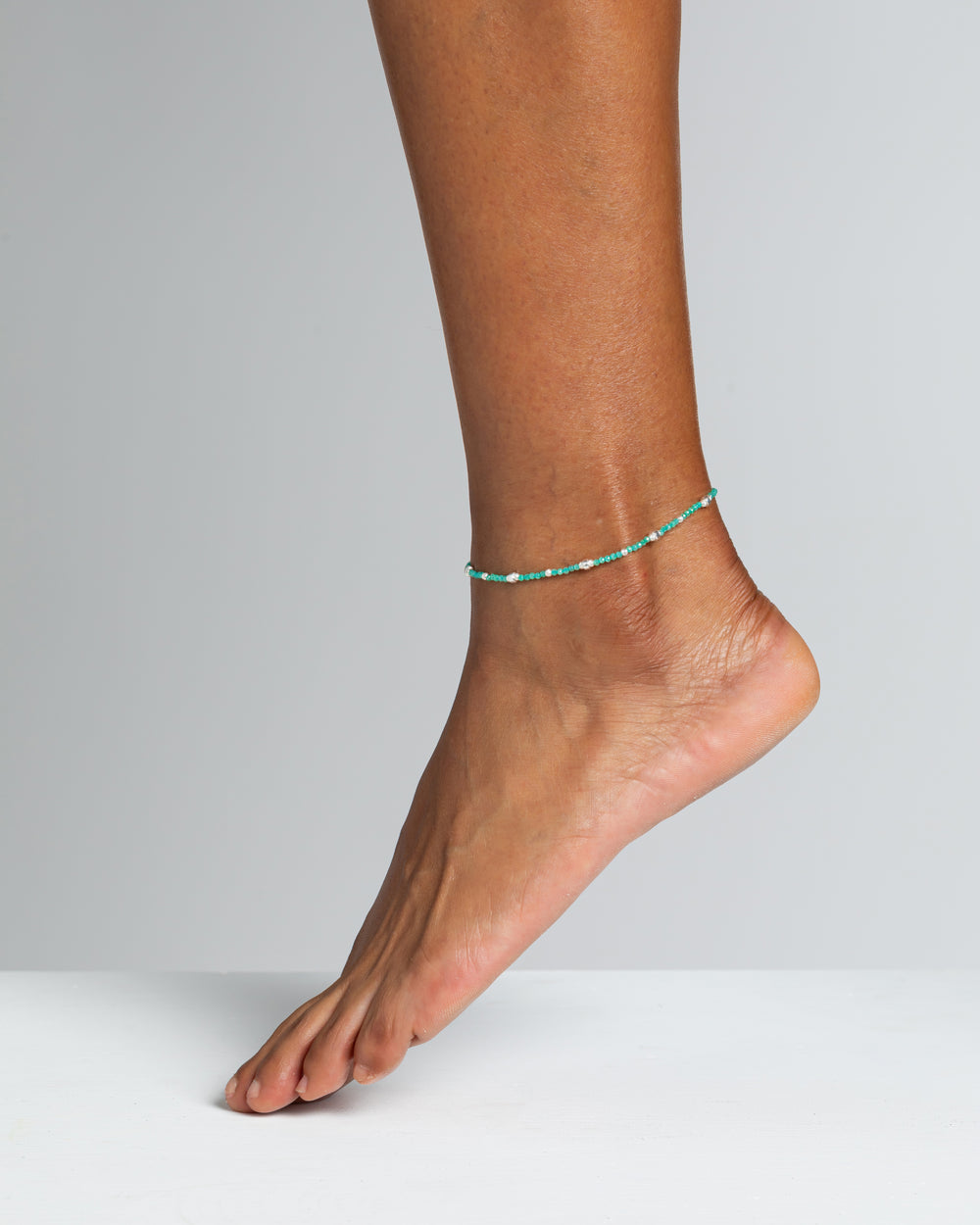 Women's anklet faceted tiffany green zircons Silver – Alary Era Collection